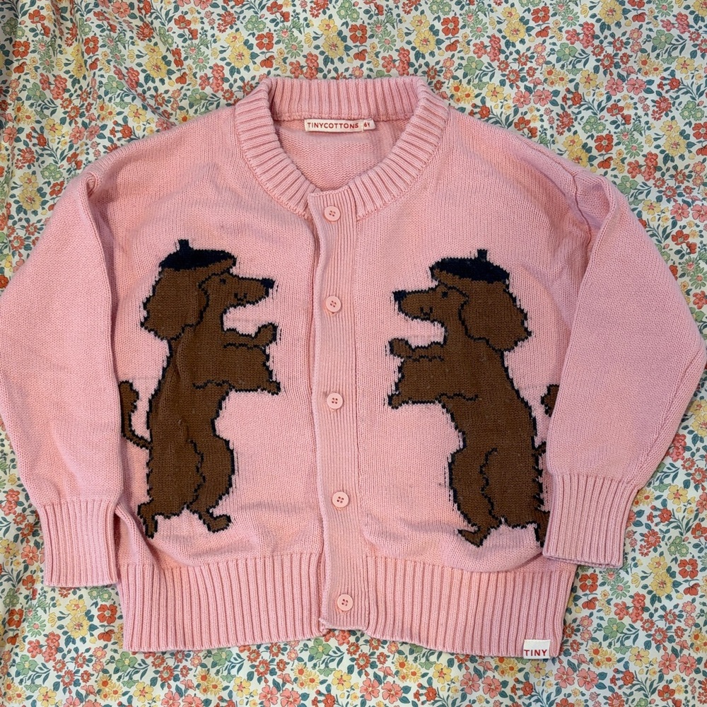 Tinycottons Pink Dog Design Kids Sweater
